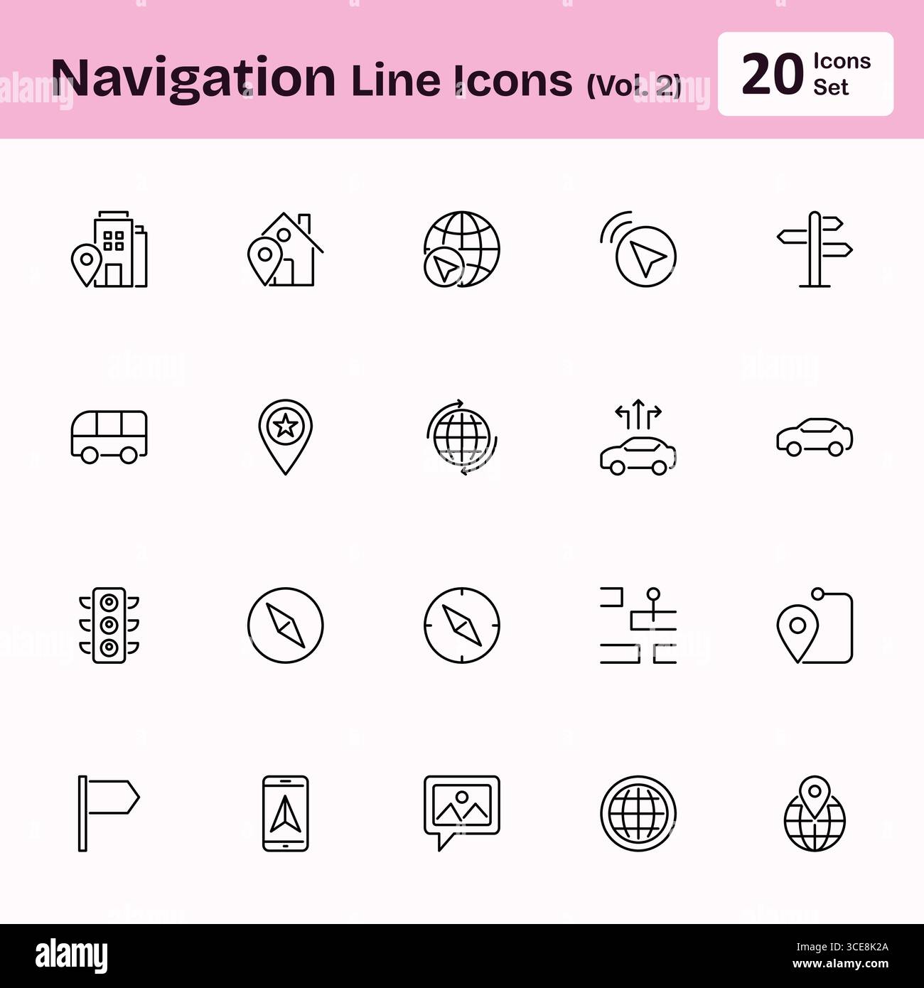 Icone della linea di navigazione (Vol. 1) Illustrazione Vettoriale