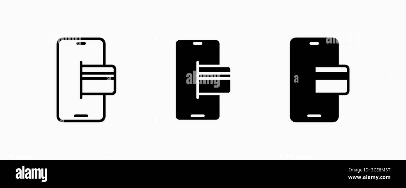 Icona Imposta transazione con carta di credito mobile. Progettazione di concept finanziari e aziendali. Pulsante UI Web e applicazioni. Illustrazione Vettoriale
