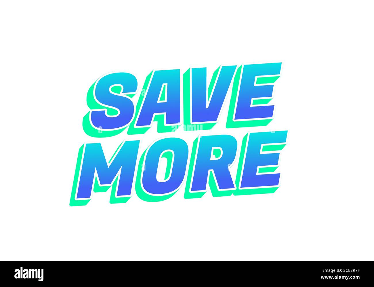 Grafica testuale in grassetto con la frase SALVA DI PIÙ in uno schema di colori blu e verde vibrante, progettato per attirare l'attenzione e trasmettere un messaggio di savin Illustrazione Vettoriale