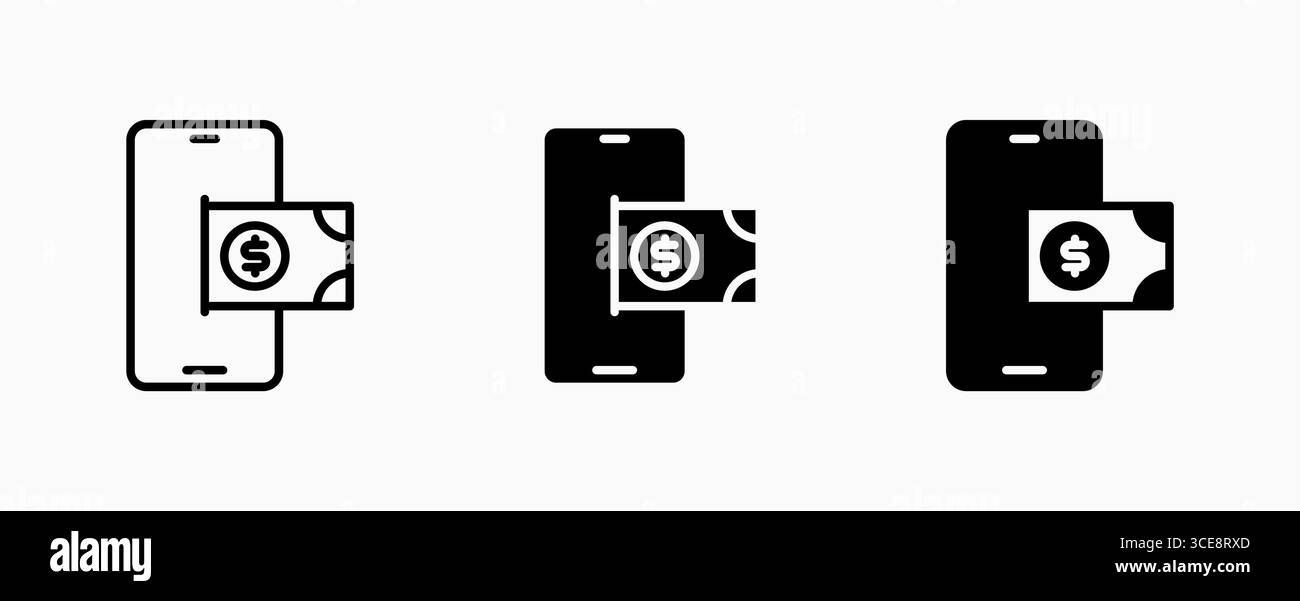 Icona Imposta transazione denaro mobile. Progettazione di concept finanziari e aziendali. Pulsante UI Web e applicazioni. Illustrazione Vettoriale