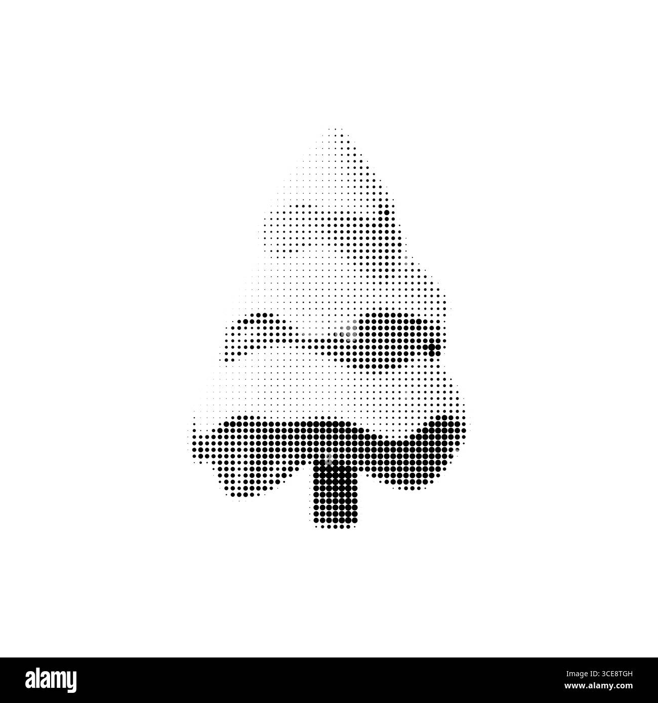 Illustrazione vettoriale albero ricoperto di neve in stile mezzitoni bianco e nero. Design invernale minimal e tranquillo. Perfetto per Natale, scene di foresta Illustrazione Vettoriale