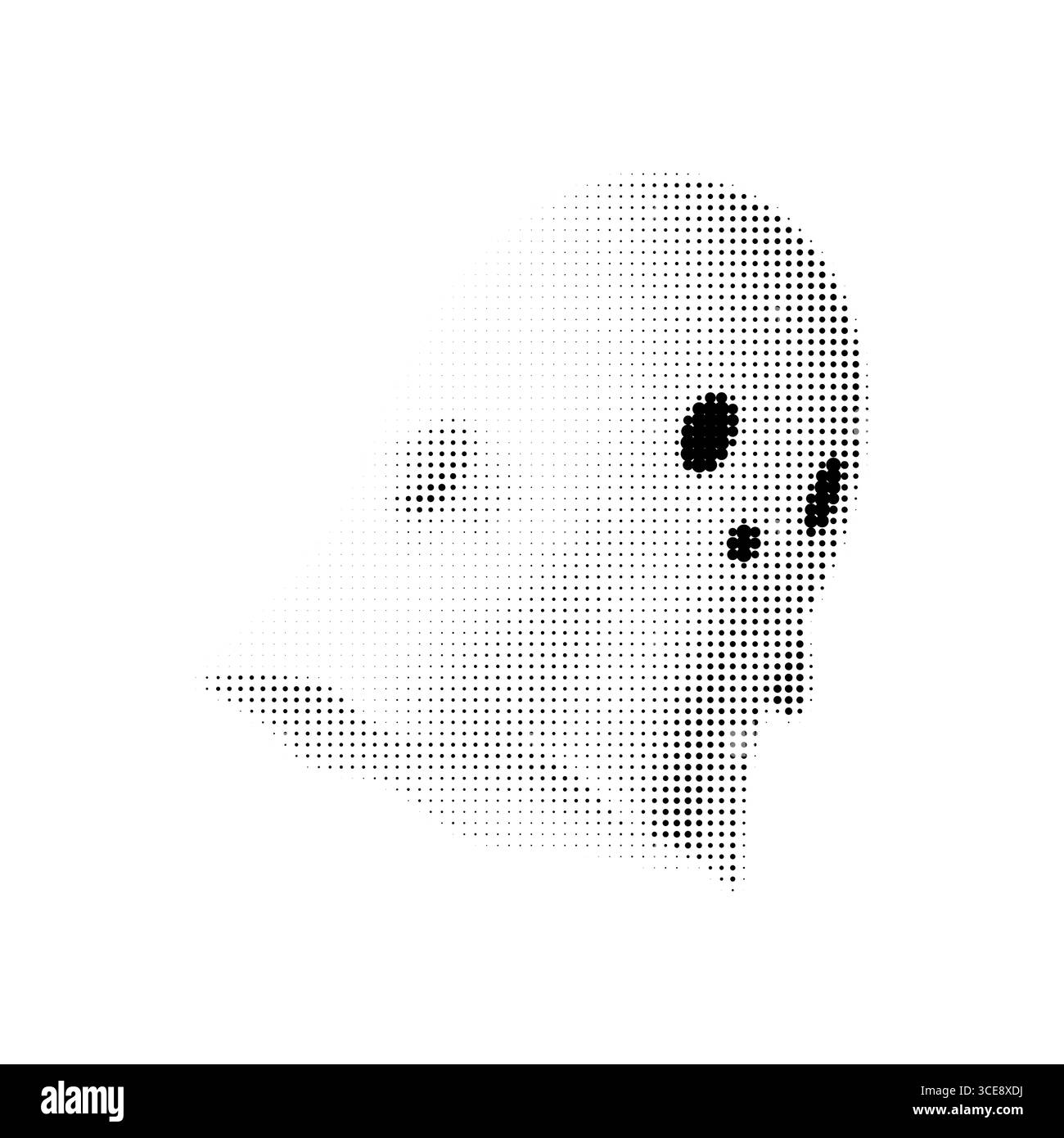 Immagine vettoriale fantasma spaventata in stile mezzitoni bianco e nero. Personaggio dei cartoni animati retrò con un'espressione sconvolgente. Design isolato di Halloween perfetto Illustrazione Vettoriale