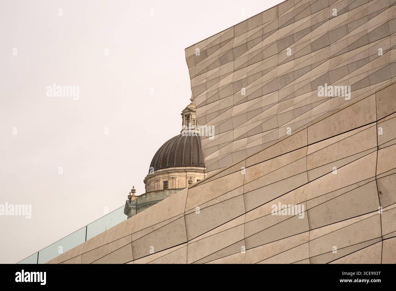 Il lato del Liverpool Museum con il Port of Liverpool Building Foto Stock
