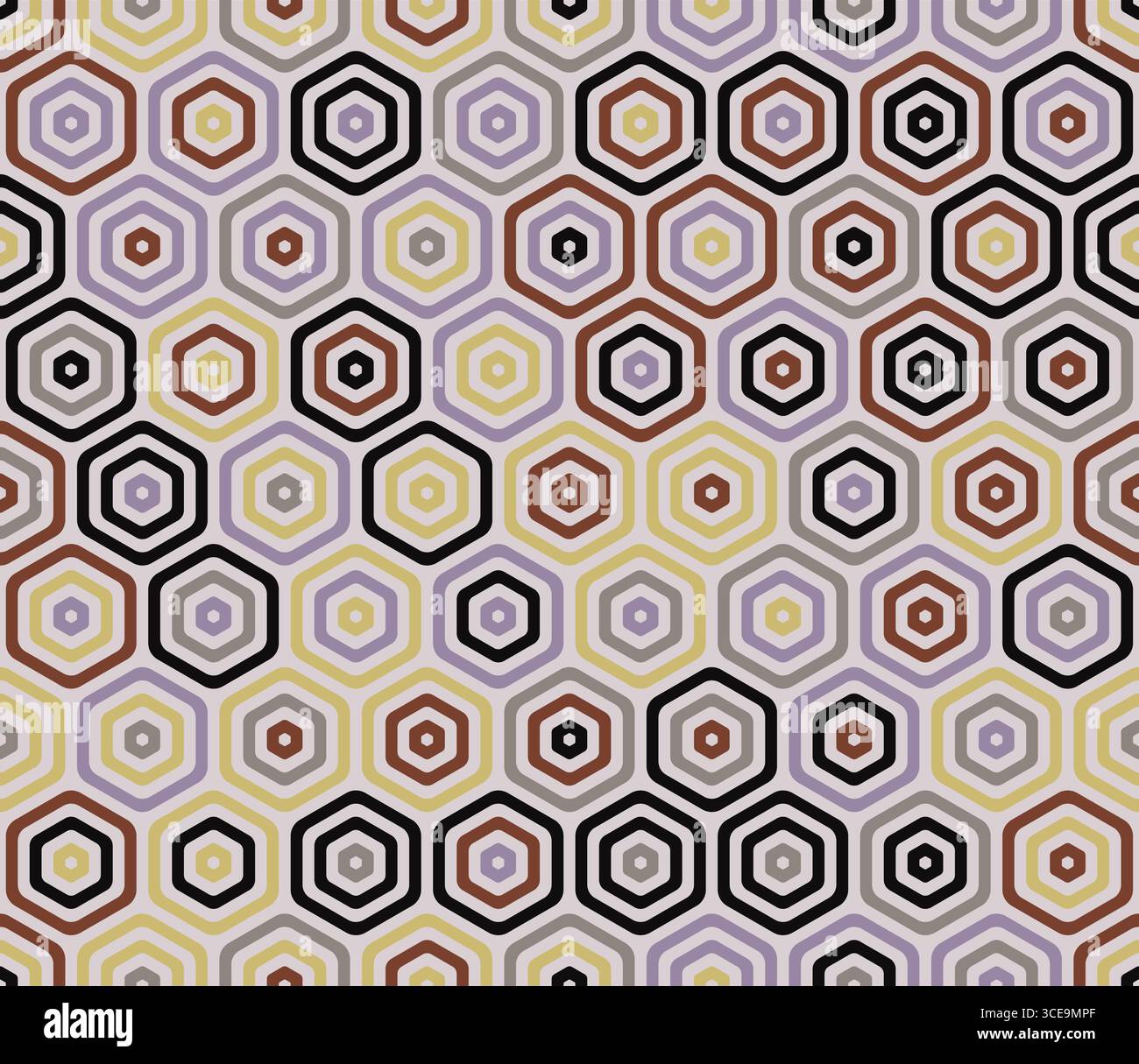 Sfondo esagonale ribaltabile. Cuvette esagonali impilate arrotondate in grassetto. Celle esagonali. Tavolozza colori a più toni. Motivo senza cuciture. Illustrazione Vettoriale