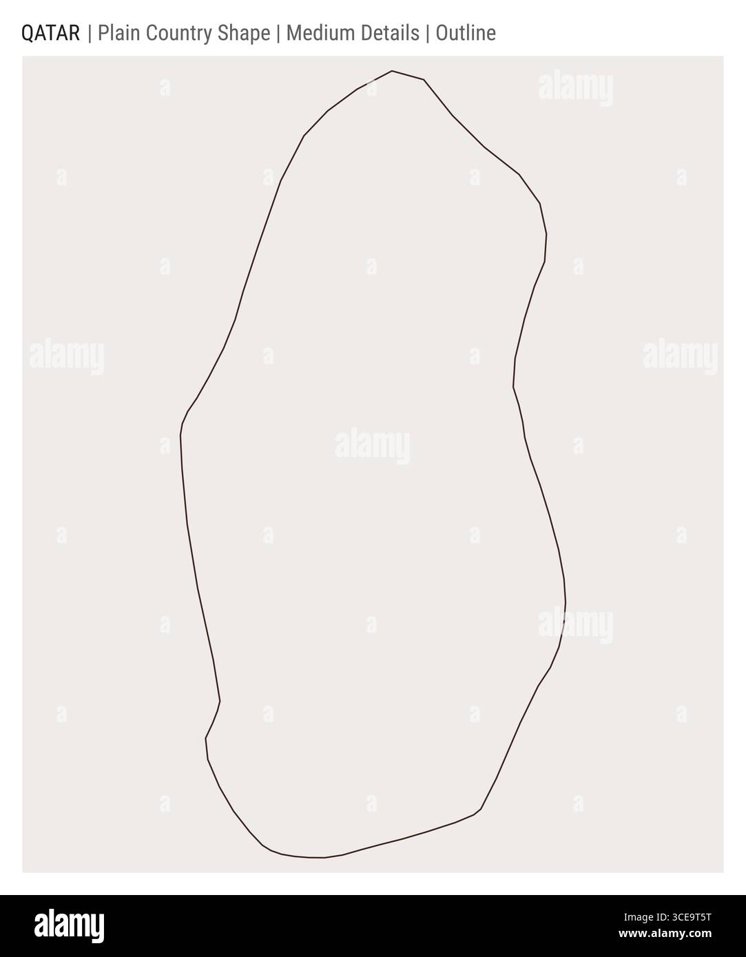 Mappa del paese del Qatar. Dettagli medi. Stile contorno. Forma del Qatar. Illustrazione vettoriale. Illustrazione Vettoriale