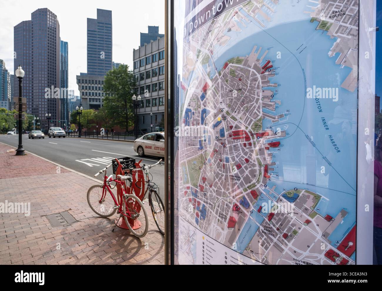 Mappa del centro di Boston, la contea di Suffolk, Massachusetts, STATI UNITI D'AMERICA Foto Stock