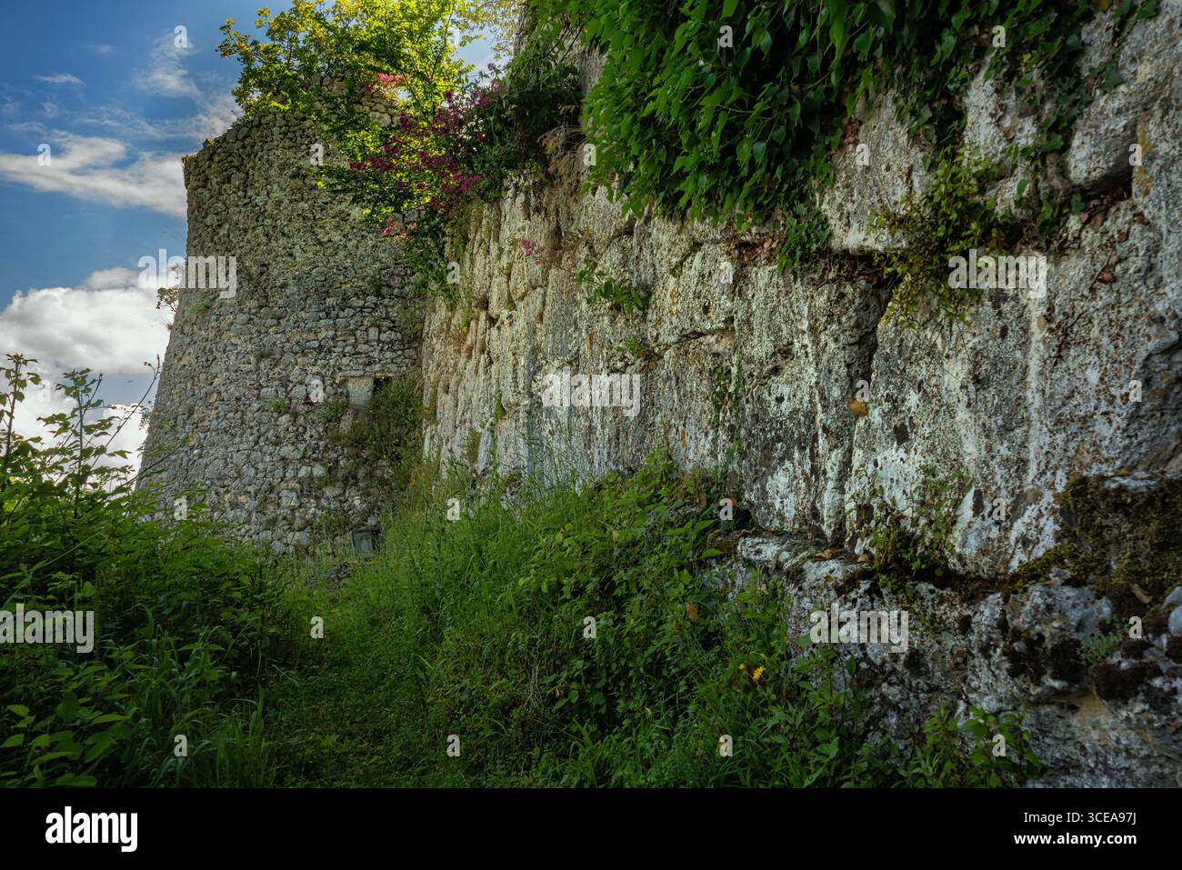 Le mura poligonali che circondano l'antica acropoli di Arpino, oggi chiamata Civitavecchia. Un sito archeologico pre-romano. Arpino, Frosinone, Lazio Foto Stock