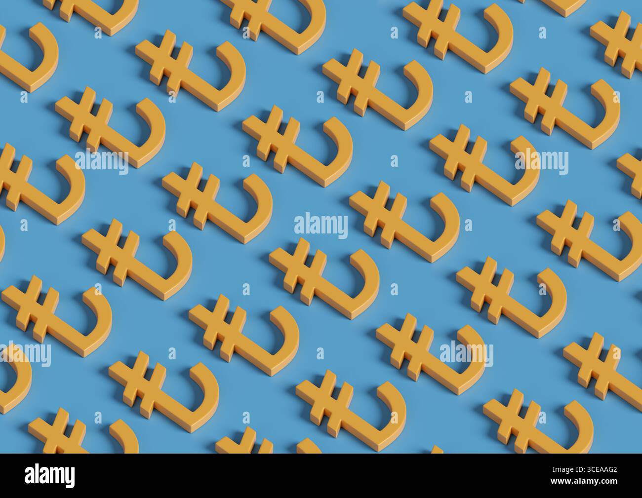 Schema isometrico senza cuciture del simbolo della lira turca. Illustrazione 3D. Foto Stock