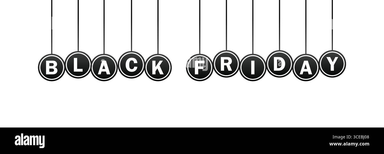 Striscione con lettera di presentazione del Black Friday - grafica grassetto per le promozioni di acquisto natalizie Illustrazione Vettoriale
