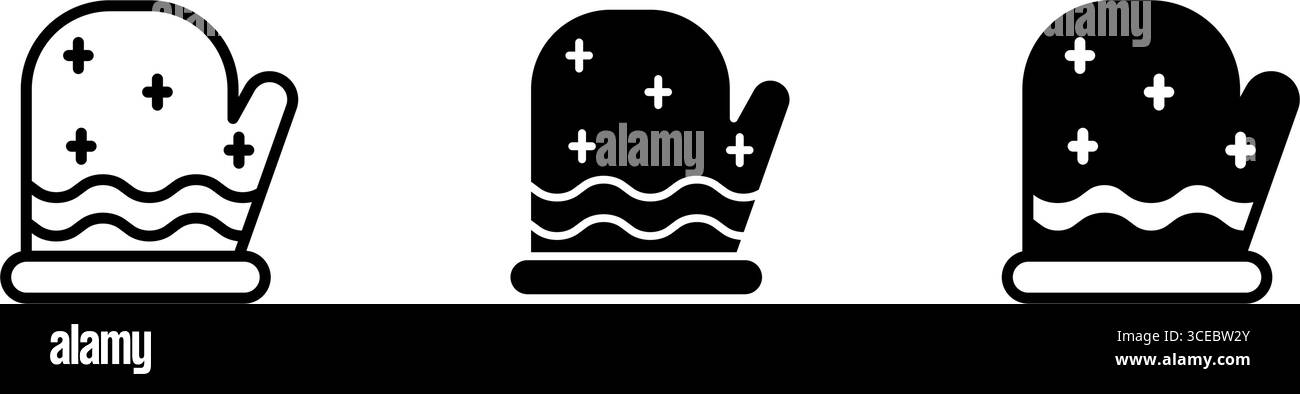 Set icone guanti invernali. Festeggiamenti per la stagione invernale natalizia. Icona ornamento decorativo. Illustrazione Vettoriale