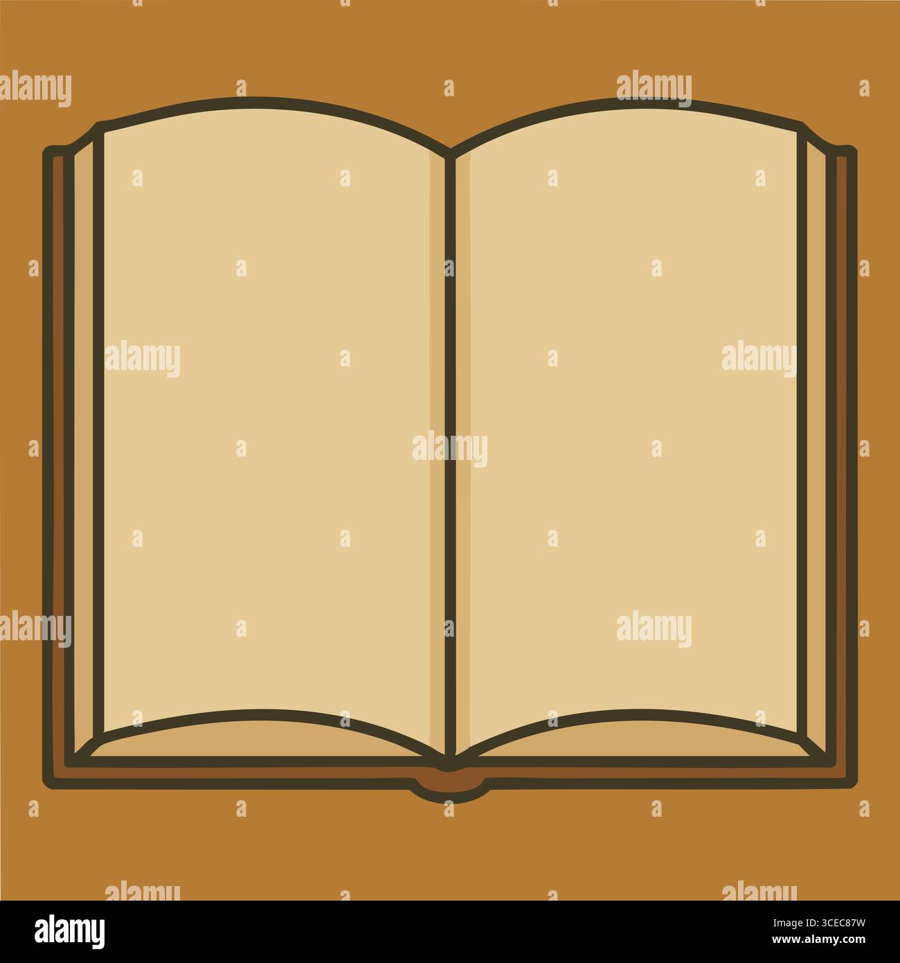 Immagine pulita di un libro rilegato aperto che mostra pagine curve e una sottile ombra pronta per il testo o la lettura di temi. Illustrazione Vettoriale