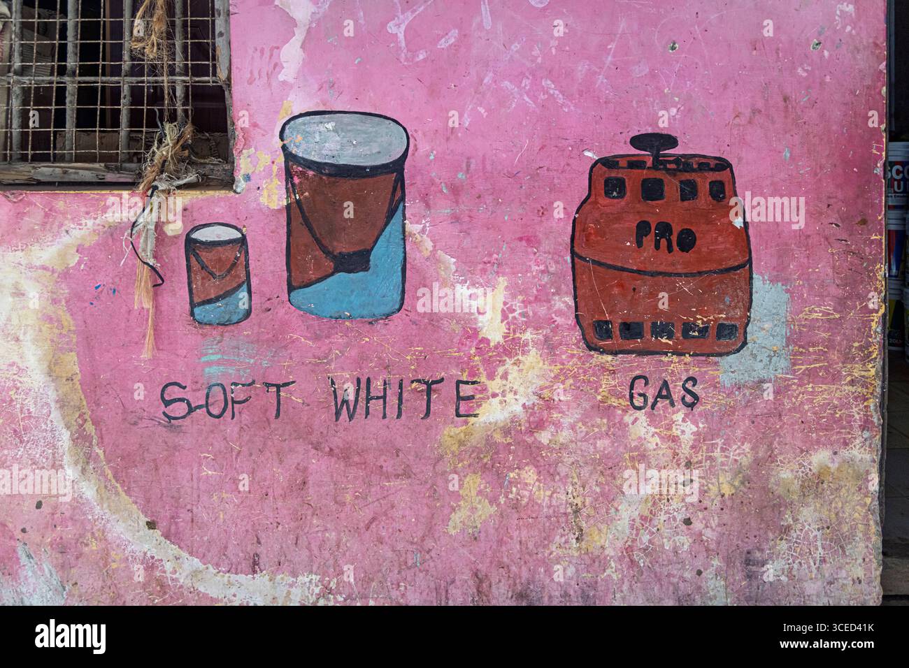 Pubblicità di strada, Lamu, Kenya Foto Stock