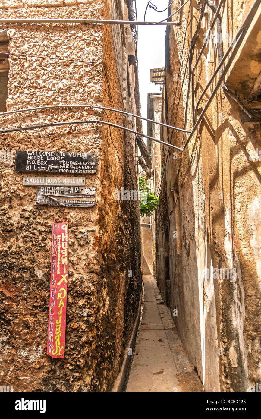 Streetlife, Lamu, Kenya Foto Stock