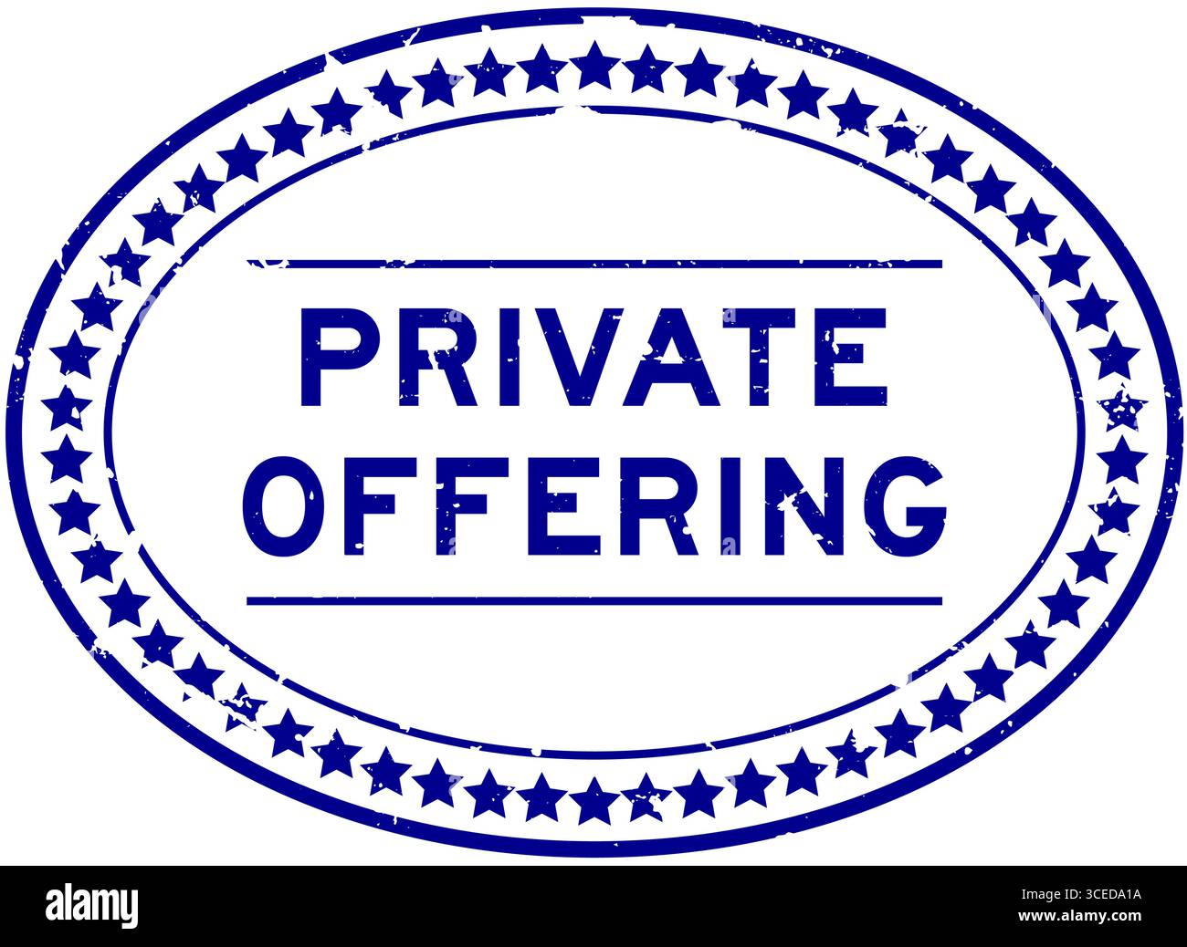 Blu grunge privato che offre un timbro ovale con sigillo su sfondo bianco Illustrazione Vettoriale