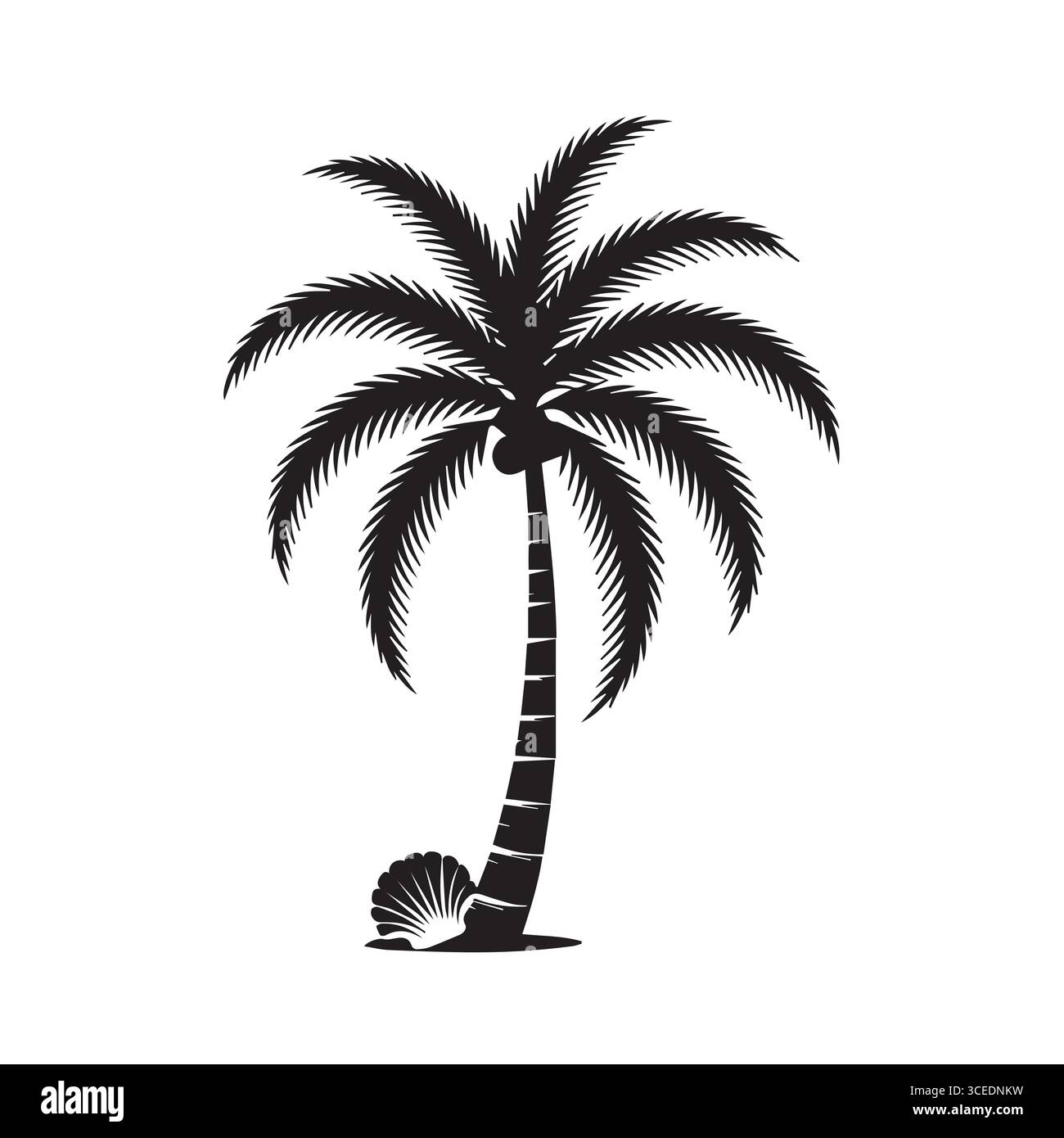 Vivace silhouette di palme tropicali con sfondo colorato al tramonto Illustrazione Vettoriale