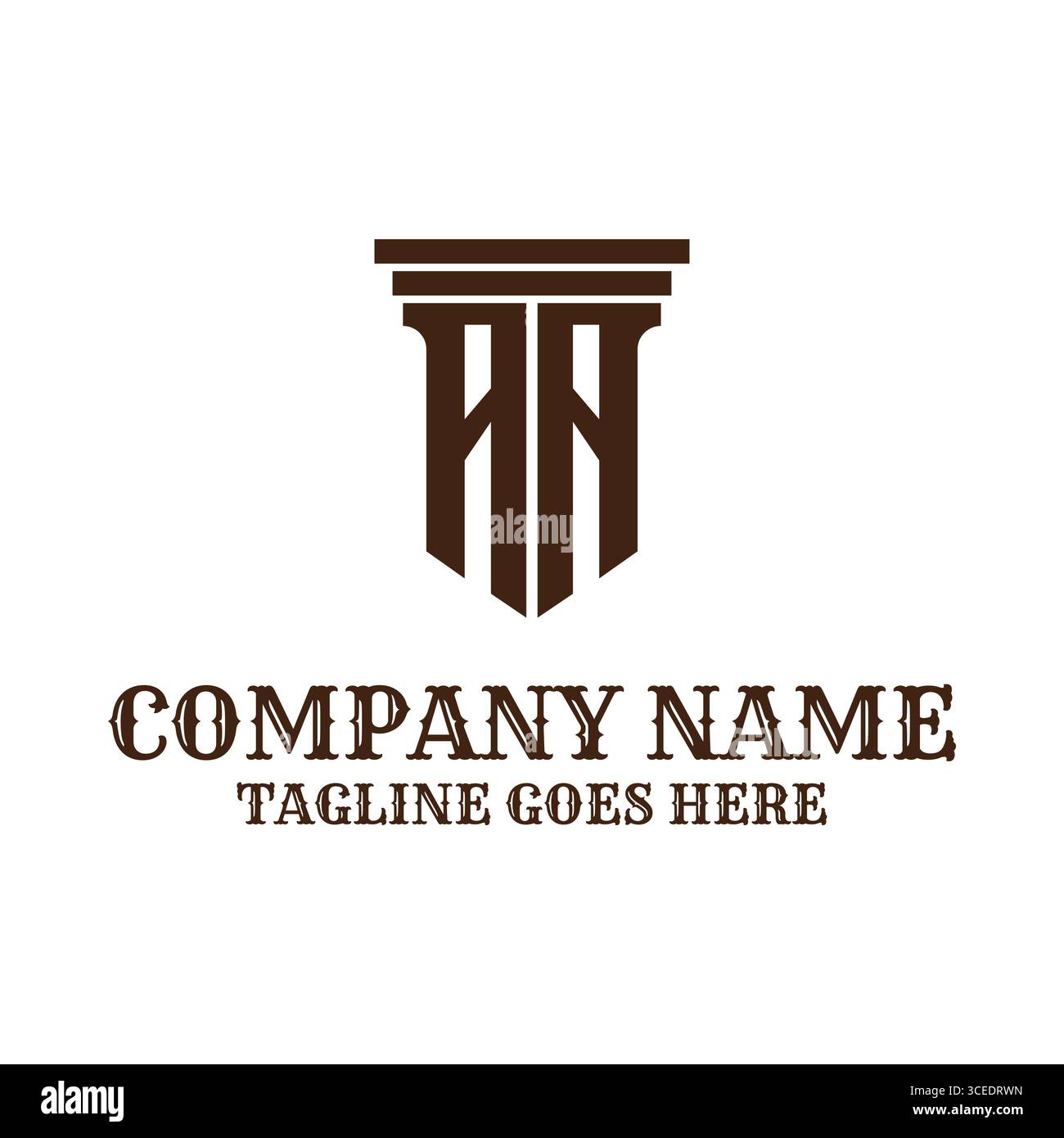 Semplice colonna minimalista colonna colonna avvocato icona logo studio legale simbolo Design Vector Illustrazione Vettoriale