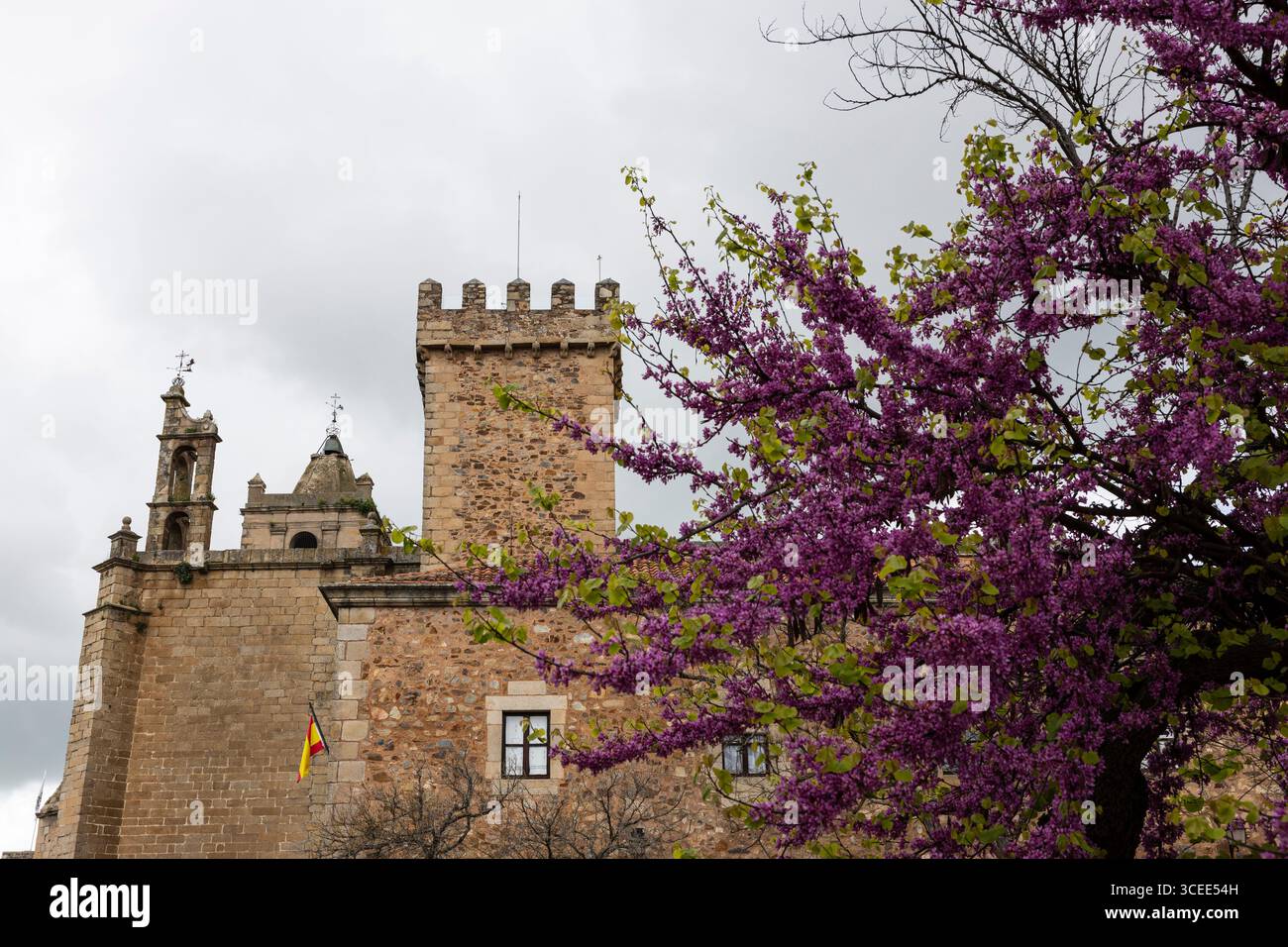 Cáceres, Spagna - 13 aprile 2025: Centro storico di Cáceres Foto Stock