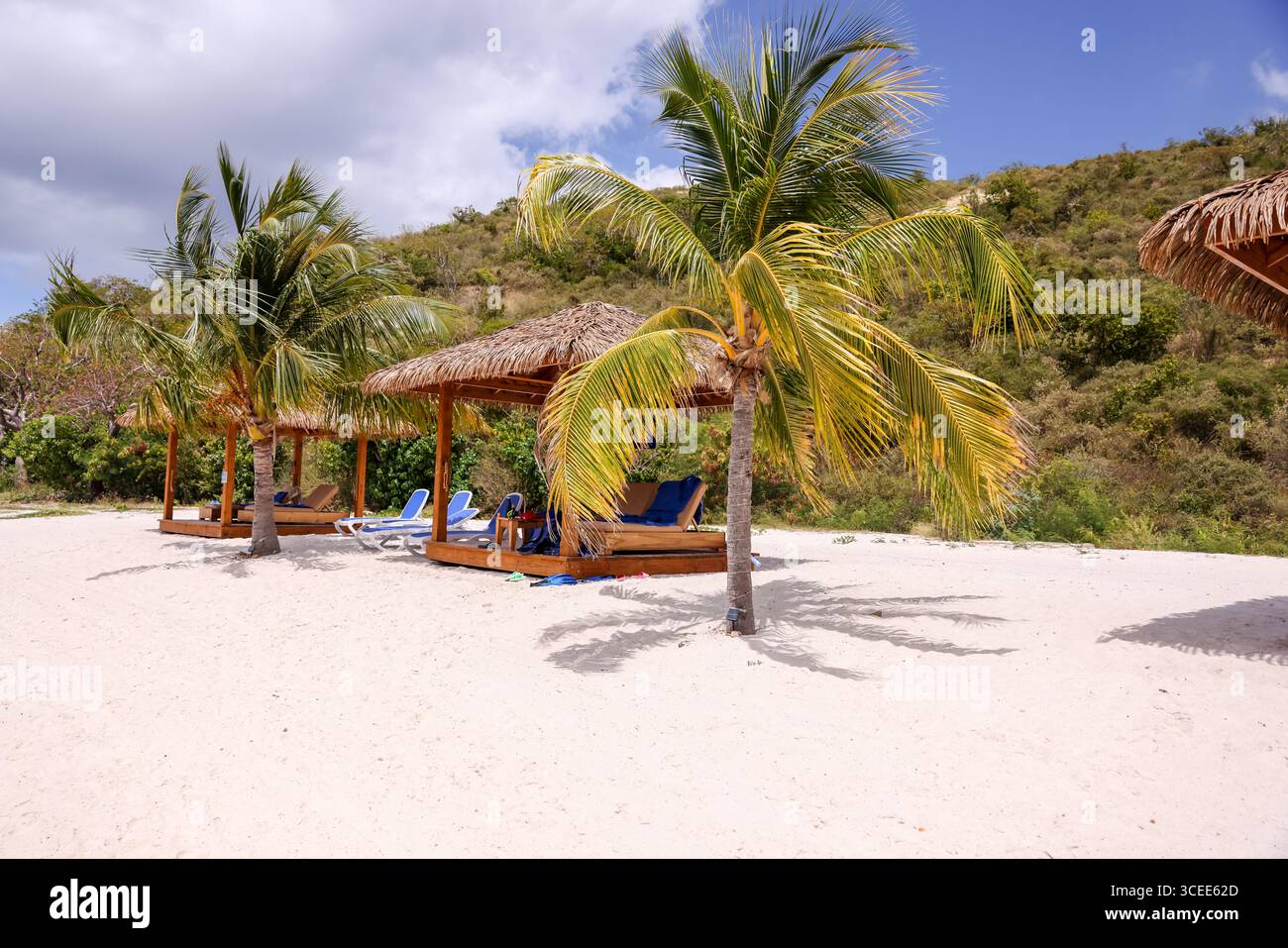 Tortola, Isole Vergini britanniche - 27 marzo 2024: Spiaggia e molo a The Bight sull'isola Norman Foto Stock