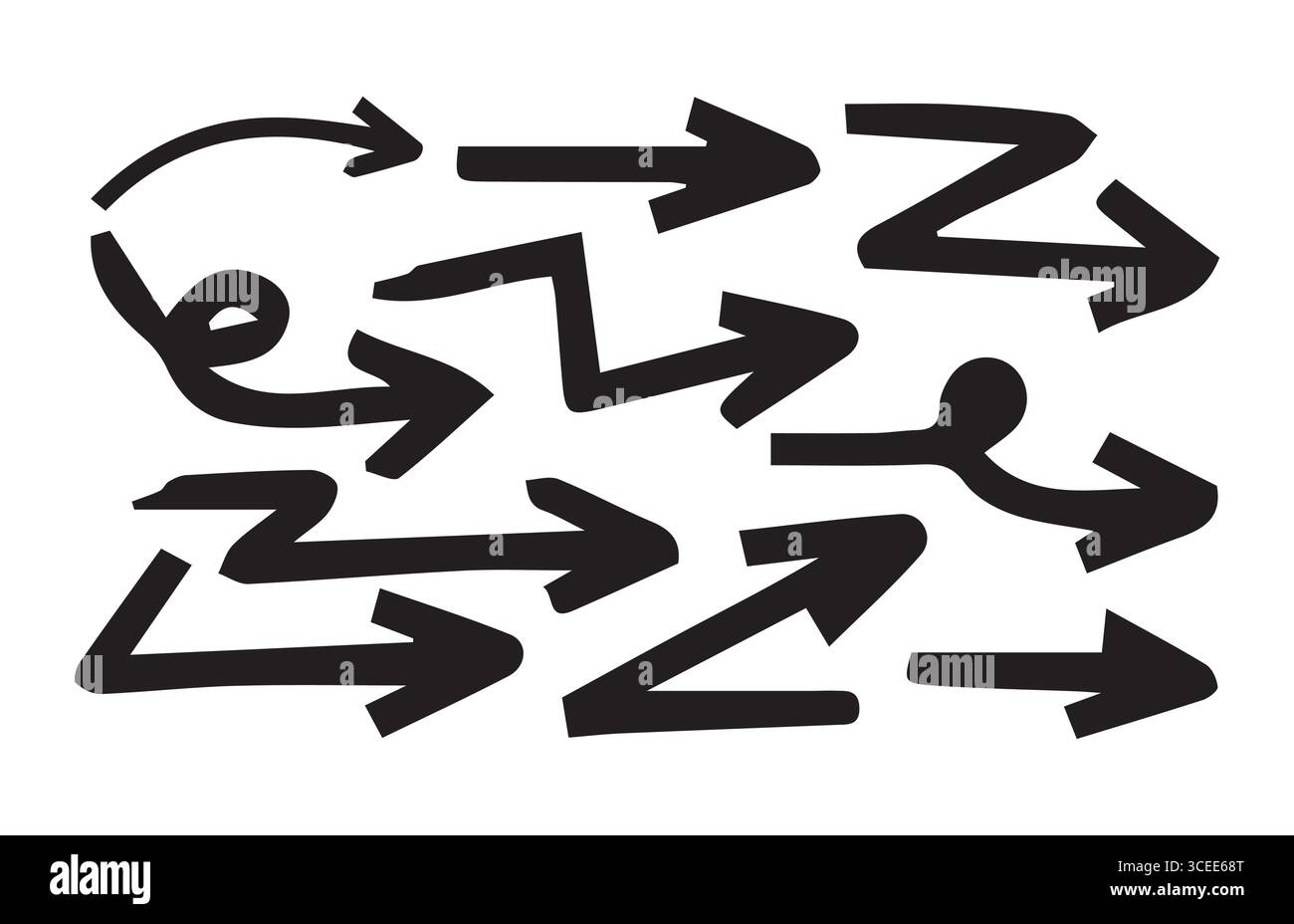 Set di frecce per il business plan, la presentazione e l'istruzione. Raccolta di frecce disegnate a mano. Illustrazione vettoriale Illustrazione Vettoriale