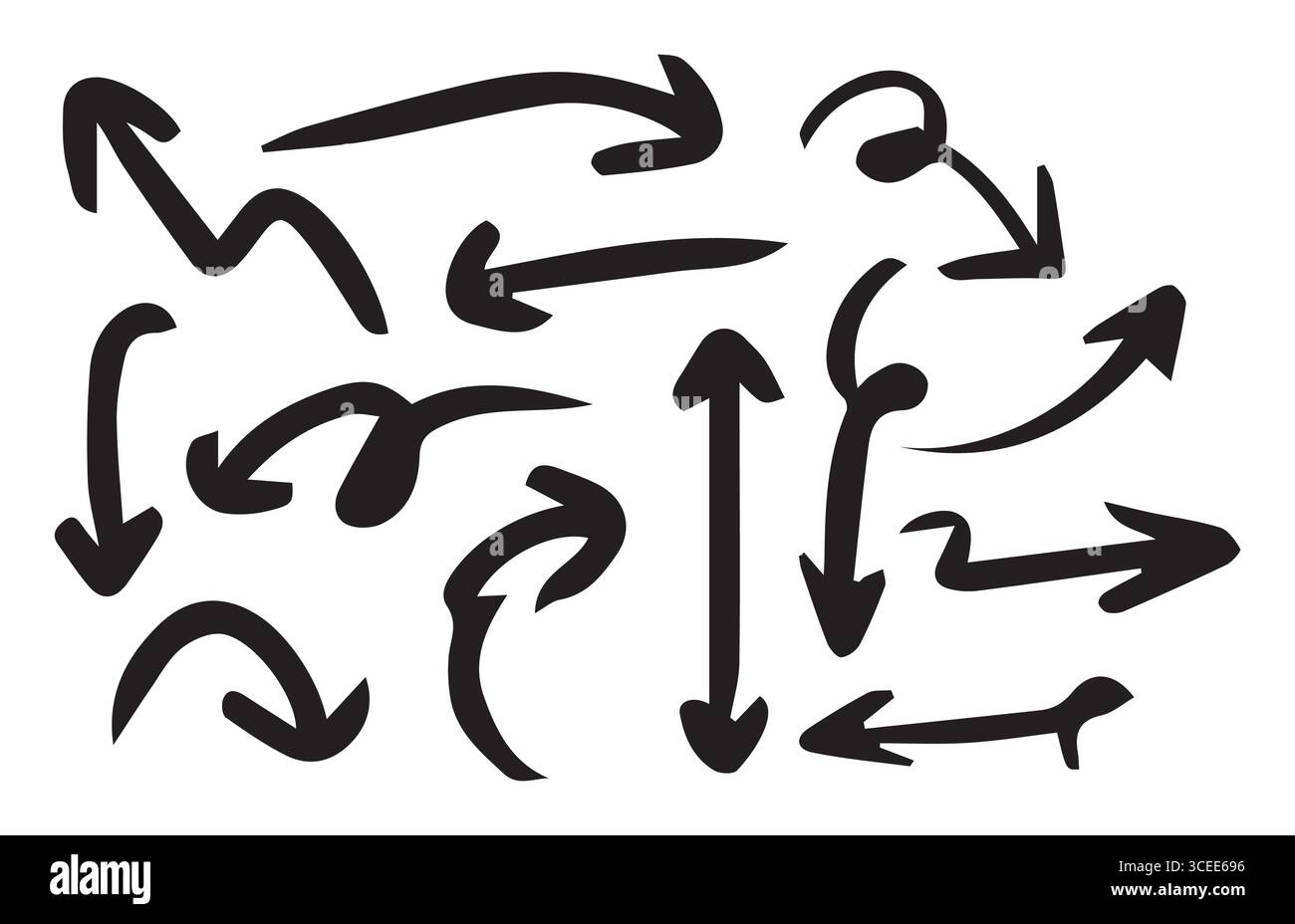 Set di frecce per il business plan, la presentazione e l'istruzione. Raccolta di frecce disegnate a mano. Illustrazione vettoriale Illustrazione Vettoriale