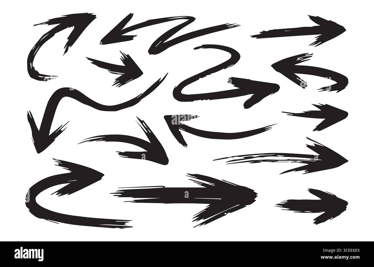 Set di frecce per il business plan, la presentazione e l'istruzione. Raccolta di frecce disegnate a mano. Illustrazione vettoriale Illustrazione Vettoriale