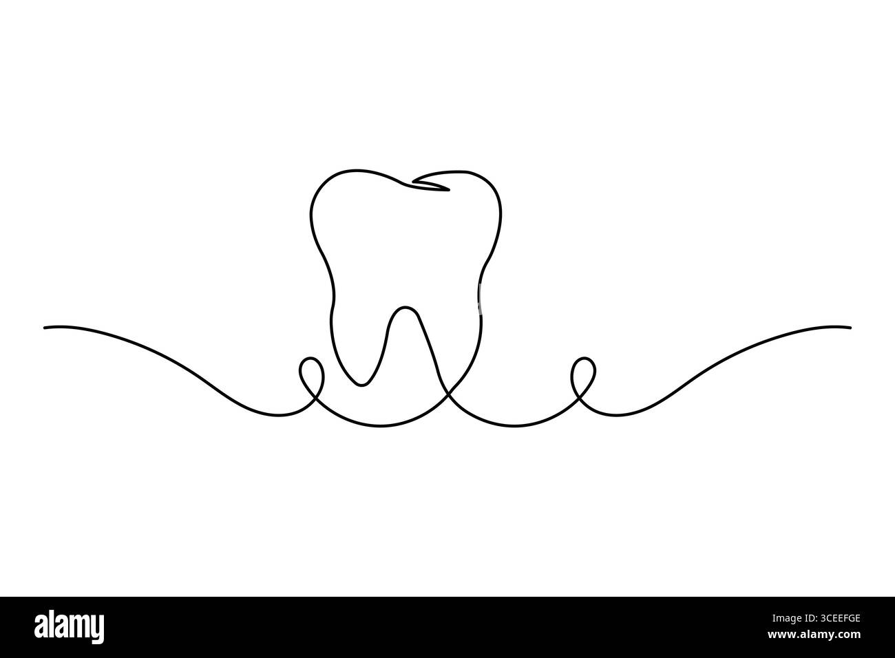 Disegno a una linea continuo a dente in stile minimalista illustrazione isolata su sfondo bianco Illustrazione Vettoriale