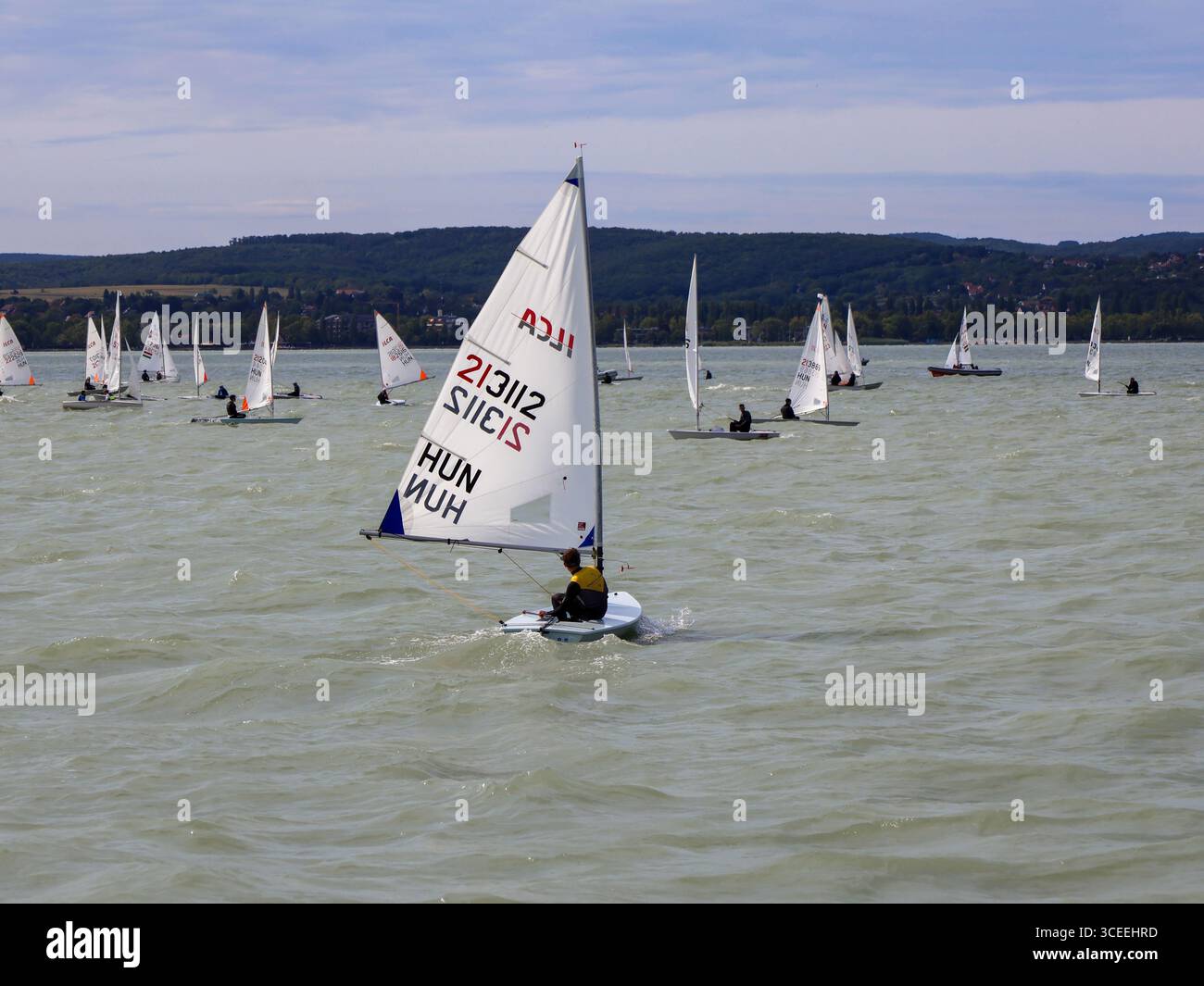 Gara di barche a vela sul lago Balaton Foto Stock