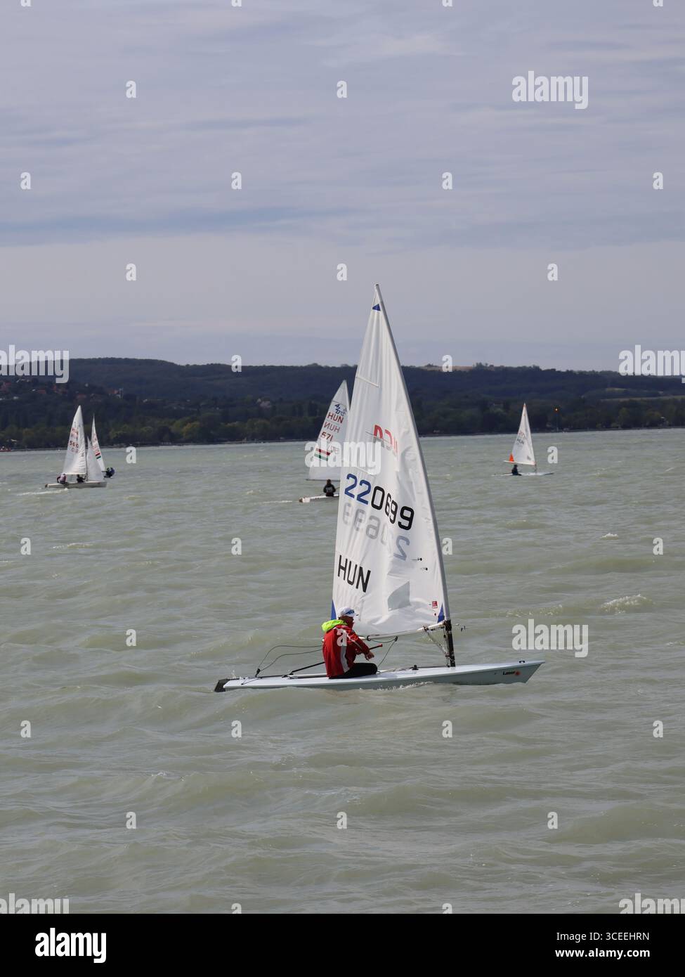 Gara di barche a vela sul lago Balaton Foto Stock