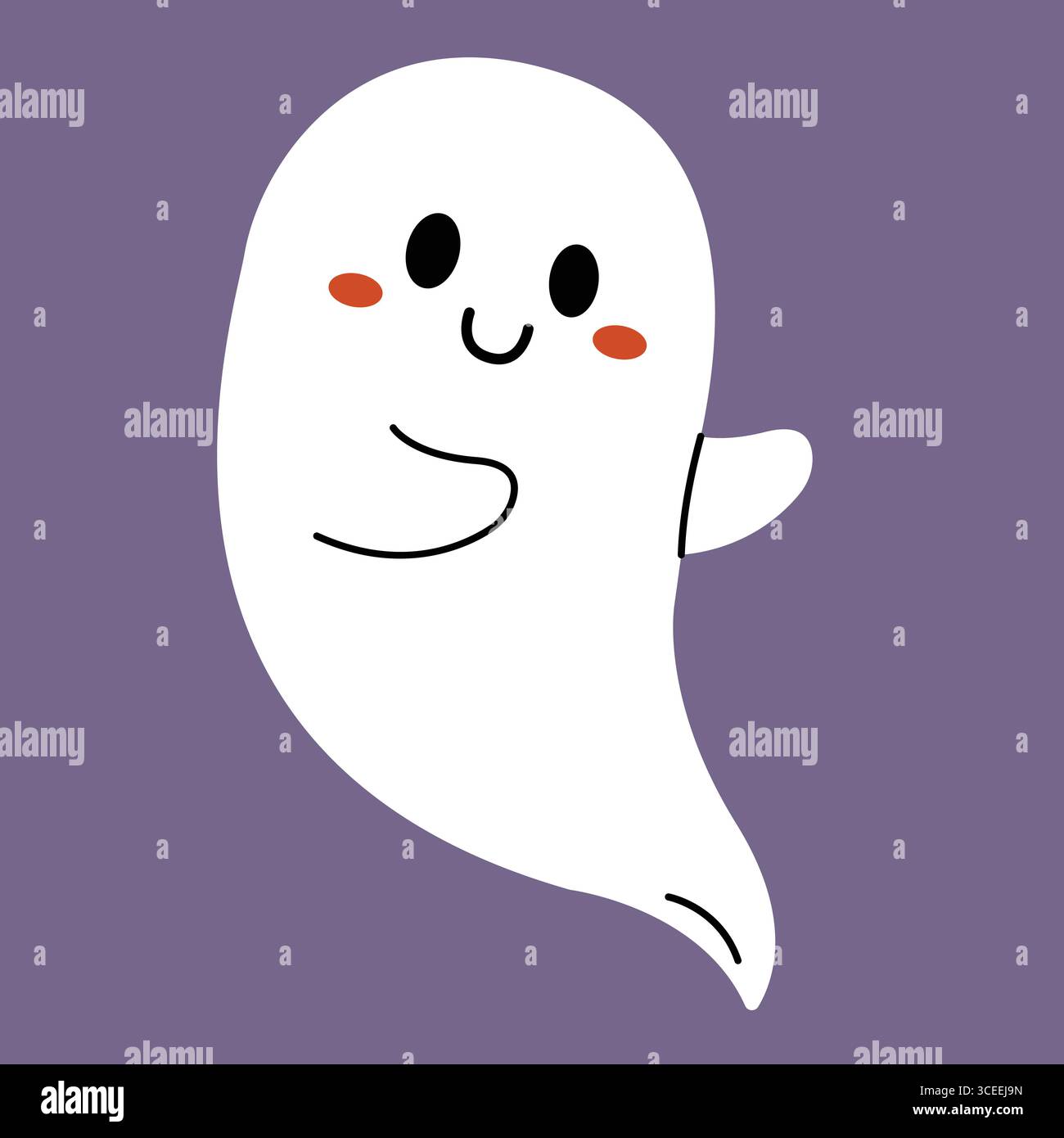 Un fantasma carino. Design di Halloween. Sfondo isolato. Illustrazione piatta vettoriale. Illustrazione Vettoriale