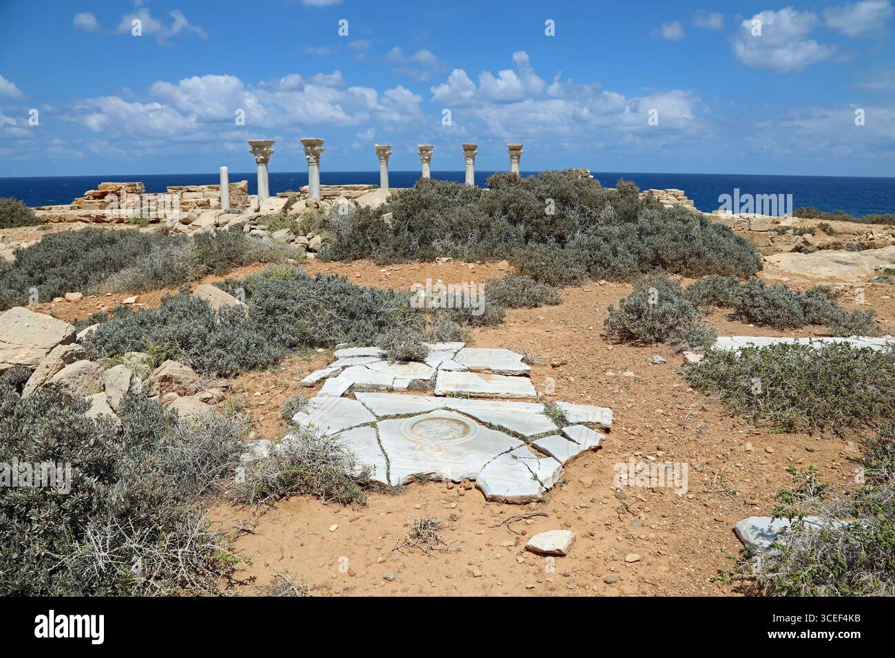 Chiesa Occidentale di epoca bizantina a Susa, sulla costa della Libia orientale Foto Stock