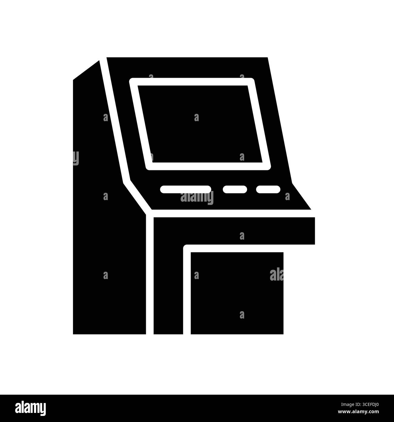 Elegante icona in bianco e nero di una macchina da gioco digitale, ideale per rappresentare l'intrattenimento, il divertimento e le attività di svago nel contesto dei giochi e della tecnologia Illustrazione Vettoriale