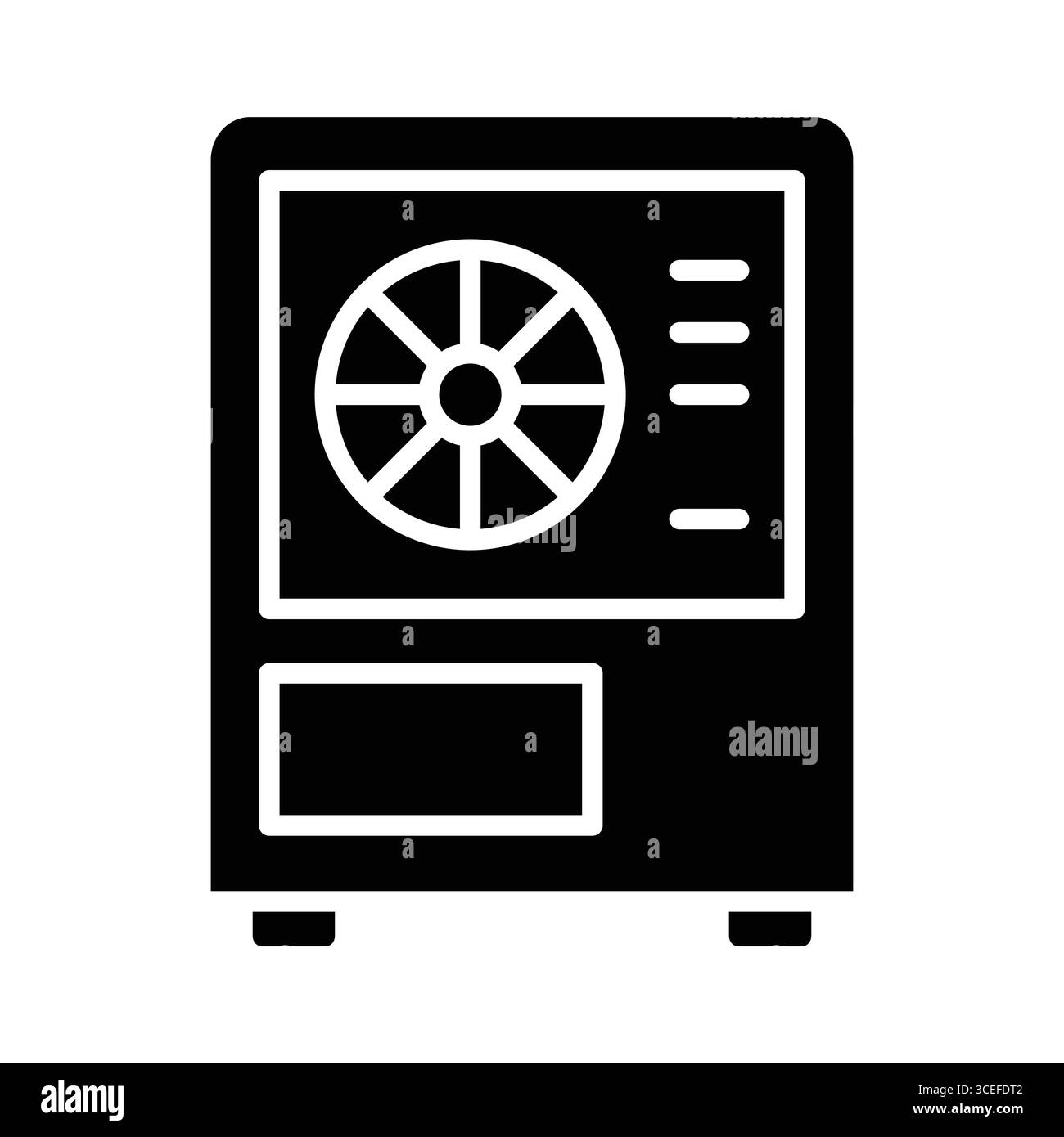 Questa cassaforte nera è dotata di un quadrante circolare e funzioni di sicurezza, ideale per proteggere oggetti di valore in case o banche. Una perfetta rappresentazione della sicurezza Illustrazione Vettoriale