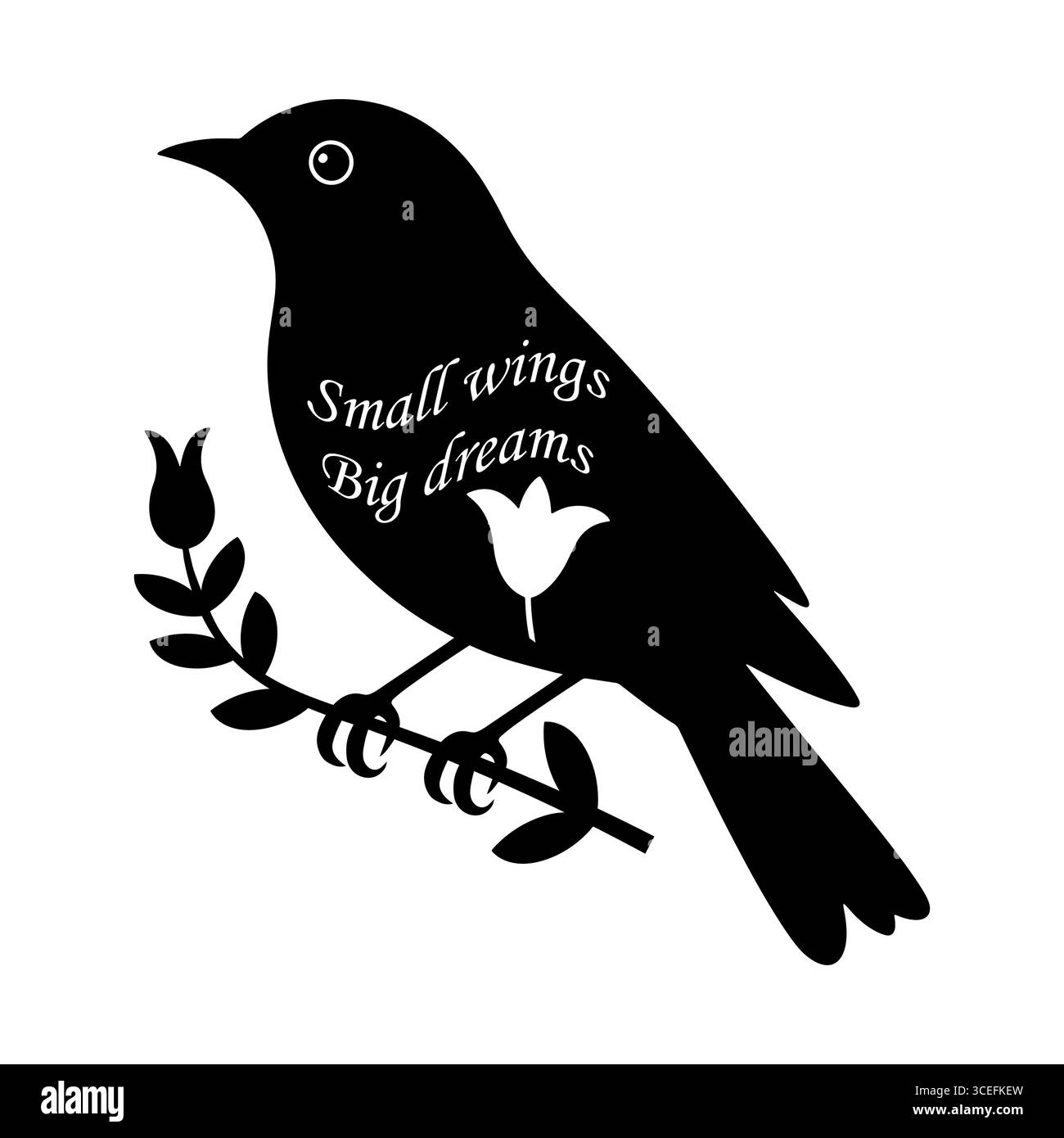 Le ali piccole le grandi sagome degli uccelli dei sogni citano l'arte Illustrazione Vettoriale