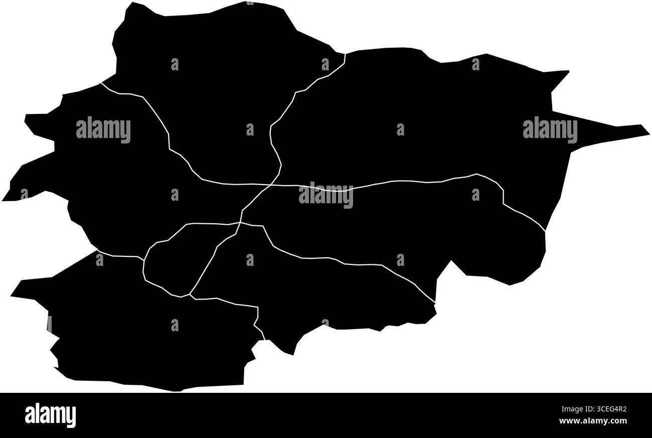 Mappa Andorra in bianco e nero – contorno vettoriale semplice per uso didattico, guide di viaggio e arte murale stampabile Illustrazione Vettoriale