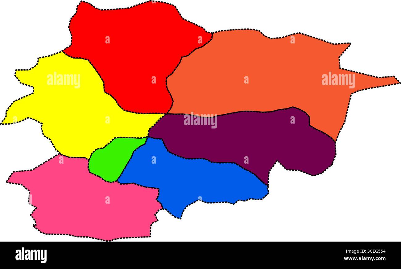 Andorra Detailed Color Map – High Resolution Political and Administrative Regions for Cartography and Infographics Illustrazione Vettoriale