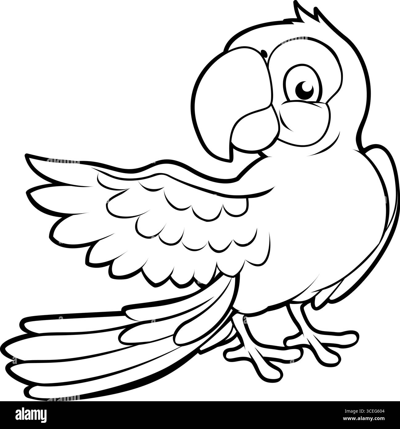 Illustrazione animale personaggio Parrot Bird Cartoon Illustrazione Vettoriale