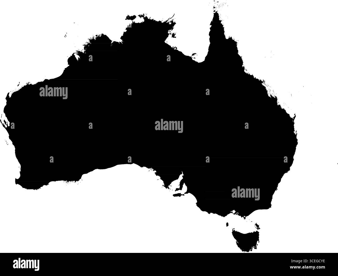 Australia Country Map Black Edition – illustrazione vettoriale minimalista per progetti Wall Art, Education e Digital Design Illustrazione Vettoriale