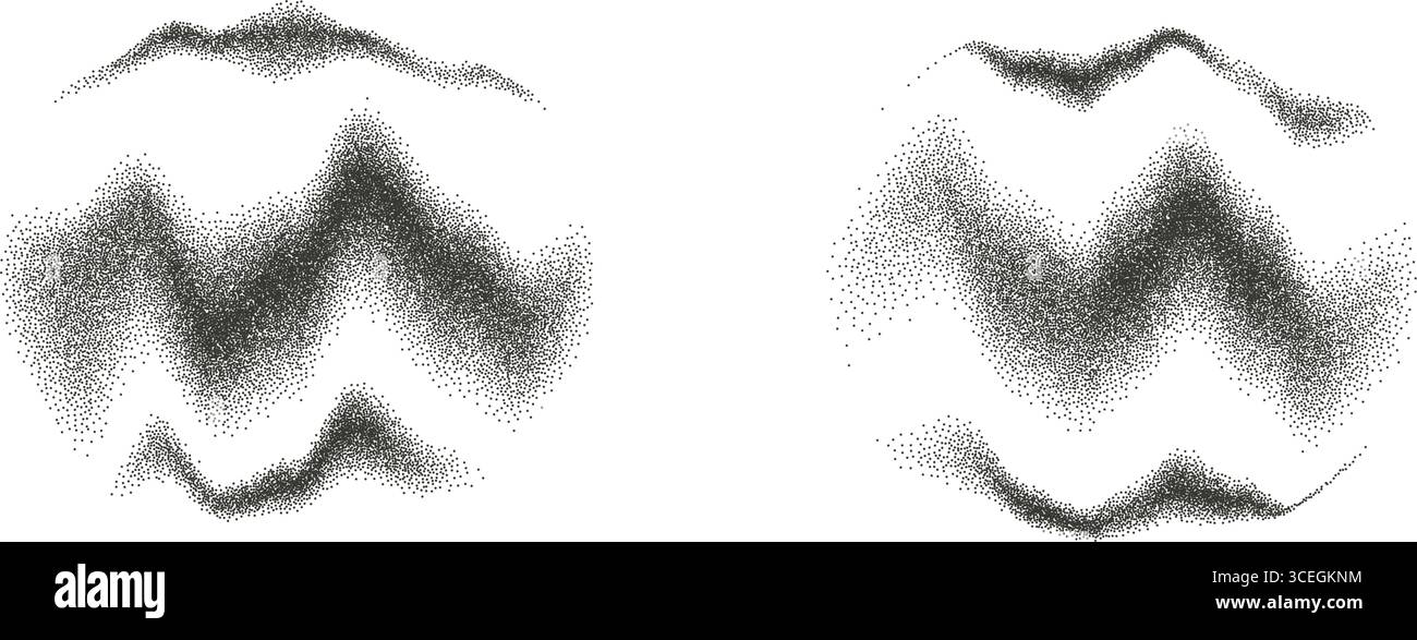 Set sfumatura tratteggiata linee organiche in forme rotonde. Valori di mezzitoni dinamici irregolari. L'astratto casuale sottolinea la colorazione sulla forma della sfera. Pennello ondulato con Illustrazione Vettoriale