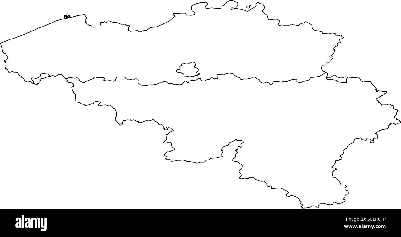 Belgio Map White Edition – contorno stampabile pulito per poster, risorse geografiche e opere d'arte di cartografia moderna Illustrazione Vettoriale