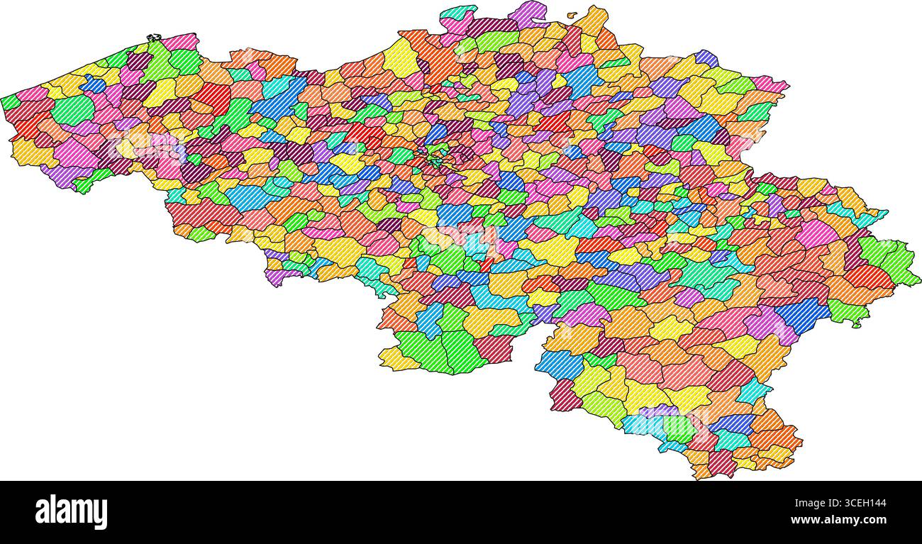 Illustrazione mappa ombreggiata del Belgio – Cartografia vettoriale realistica per poster, presentazioni e progetti educativi Illustrazione Vettoriale