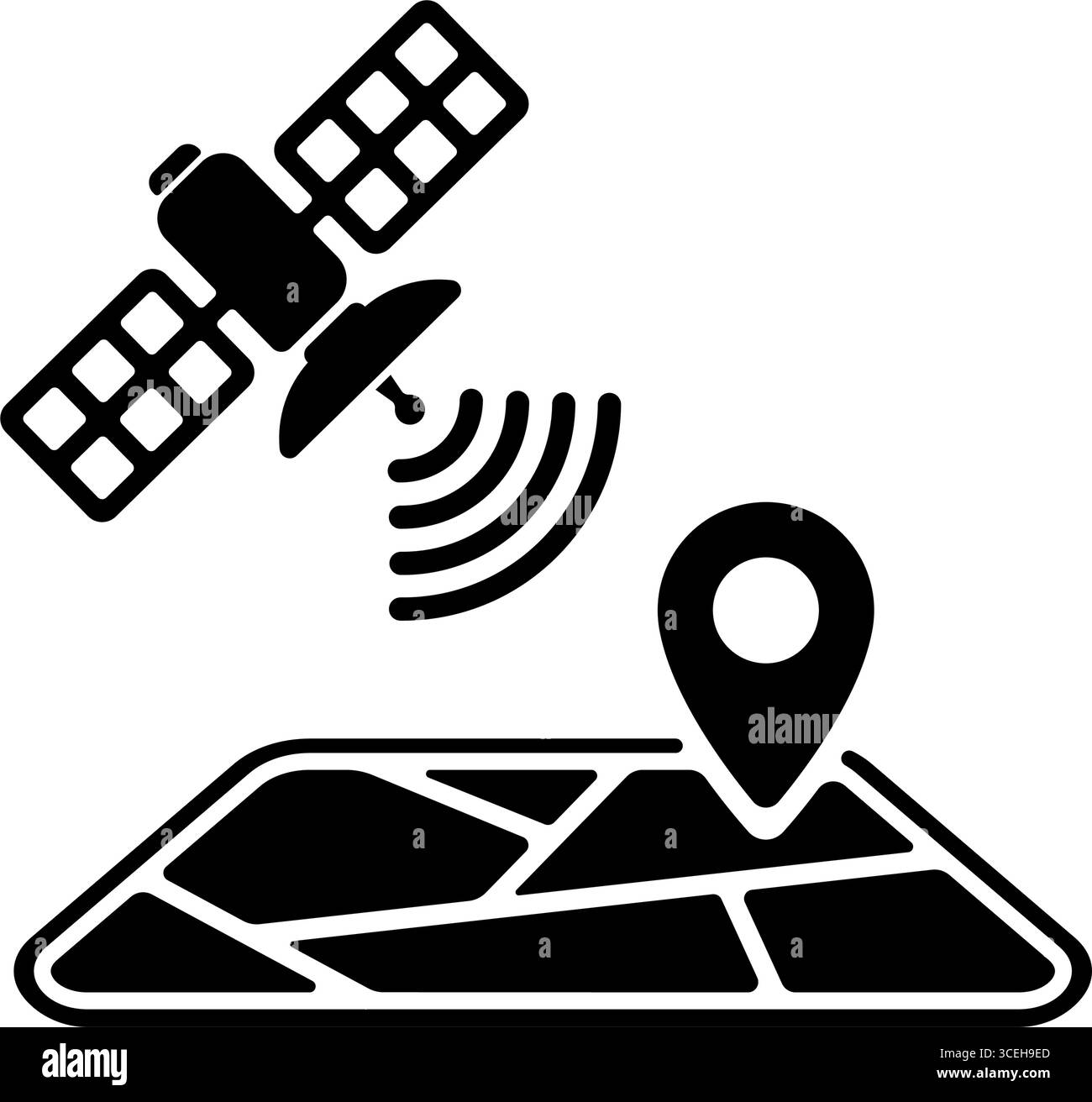Illustrazione dell'icona del vettore satellitare (GPS) Illustrazione Vettoriale