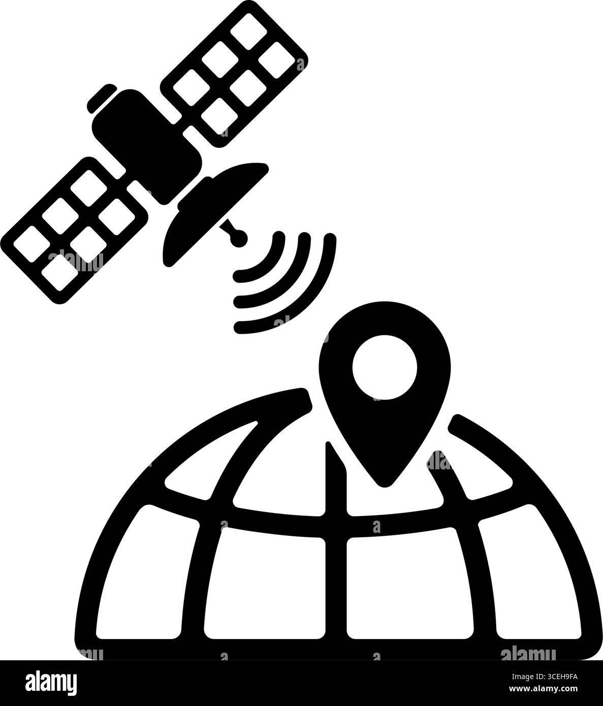 Illustrazione dell'icona del vettore satellitare (GPS) Illustrazione Vettoriale