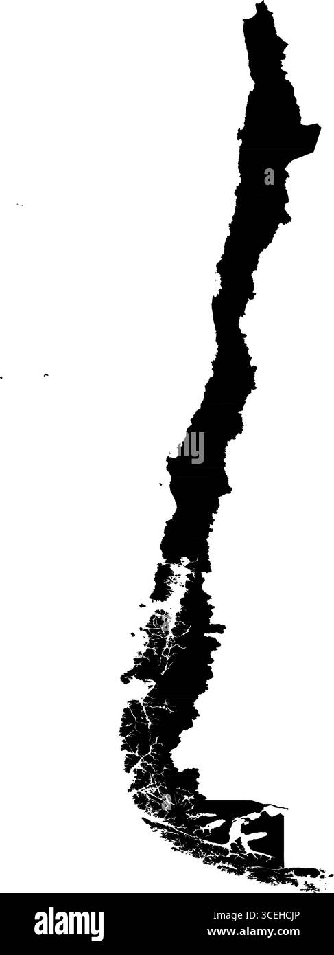 Chile Country Map Black Edition – illustrazione vettoriale minimalista per progetti di Wall Art, Education e Digital Design Illustrazione Vettoriale