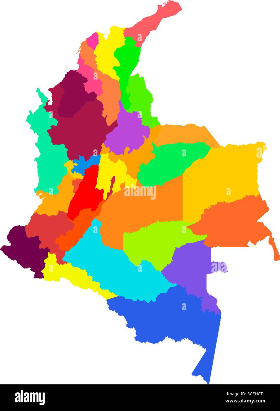 Mappa colorata della Colombia - Design vettoriale moderno per stampe digitali, arredamento per la casa e materiali di apprendimento geografici Illustrazione Vettoriale