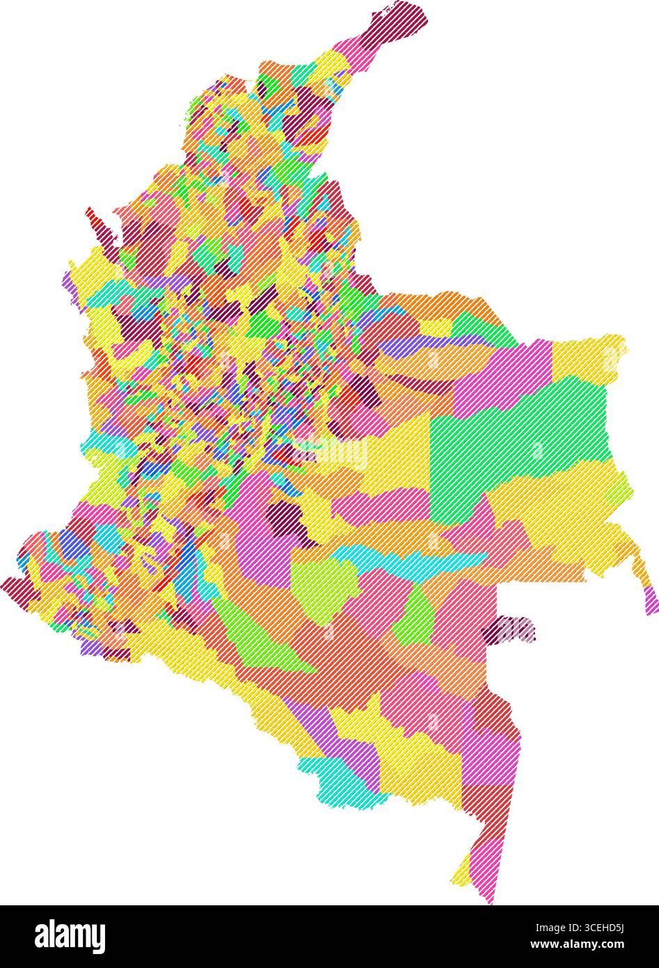 Illustrazione della mappa ombreggiata della Colombia – Cartografia vettoriale realistica per poster, presentazioni e progetti educativi Illustrazione Vettoriale