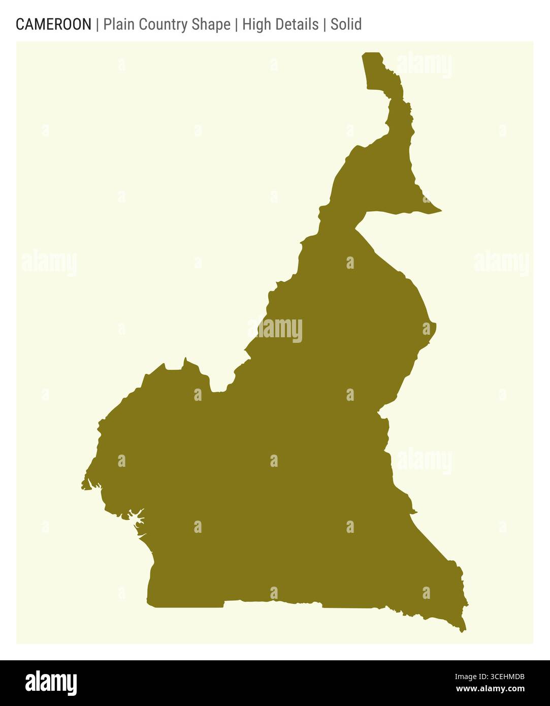 Mappa di campagna della pianura del Camerun. Dettagli alti. Stile solido. Forma del Camerun. Illustrazione vettoriale. Illustrazione Vettoriale
