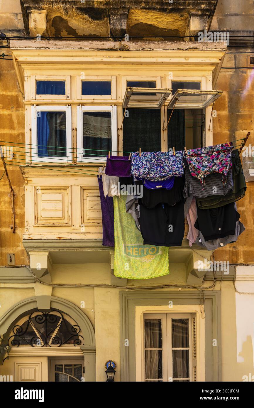 Balconi maltesi, Gallariji, Vittoriosa, tre città, Cottonera, i più antichi insediamenti di Malta, XVI secolo, Malta Foto Stock