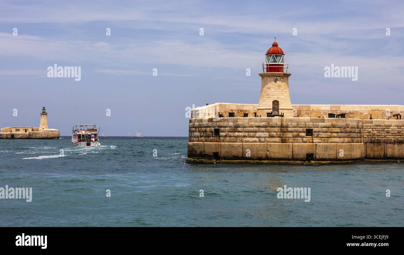 Impressioni nel Grand Harbour, la Valletta, sito patrimonio dell'umanità dell'UNESCO, Malta Foto Stock