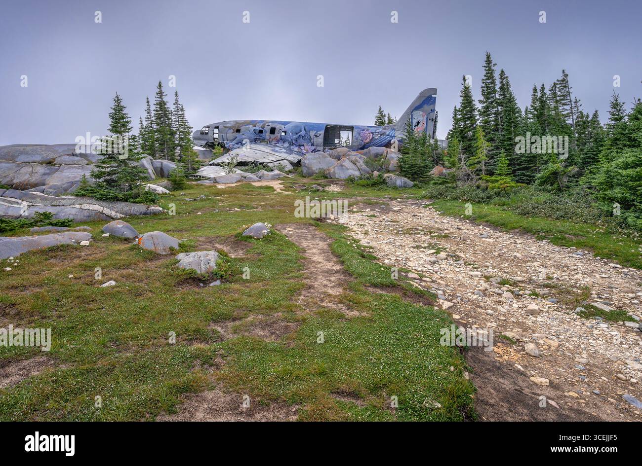 Incidente di un Curtiss C-46 "Commando" sulla tundra a Churchill, Manitoba, Canada Foto Stock