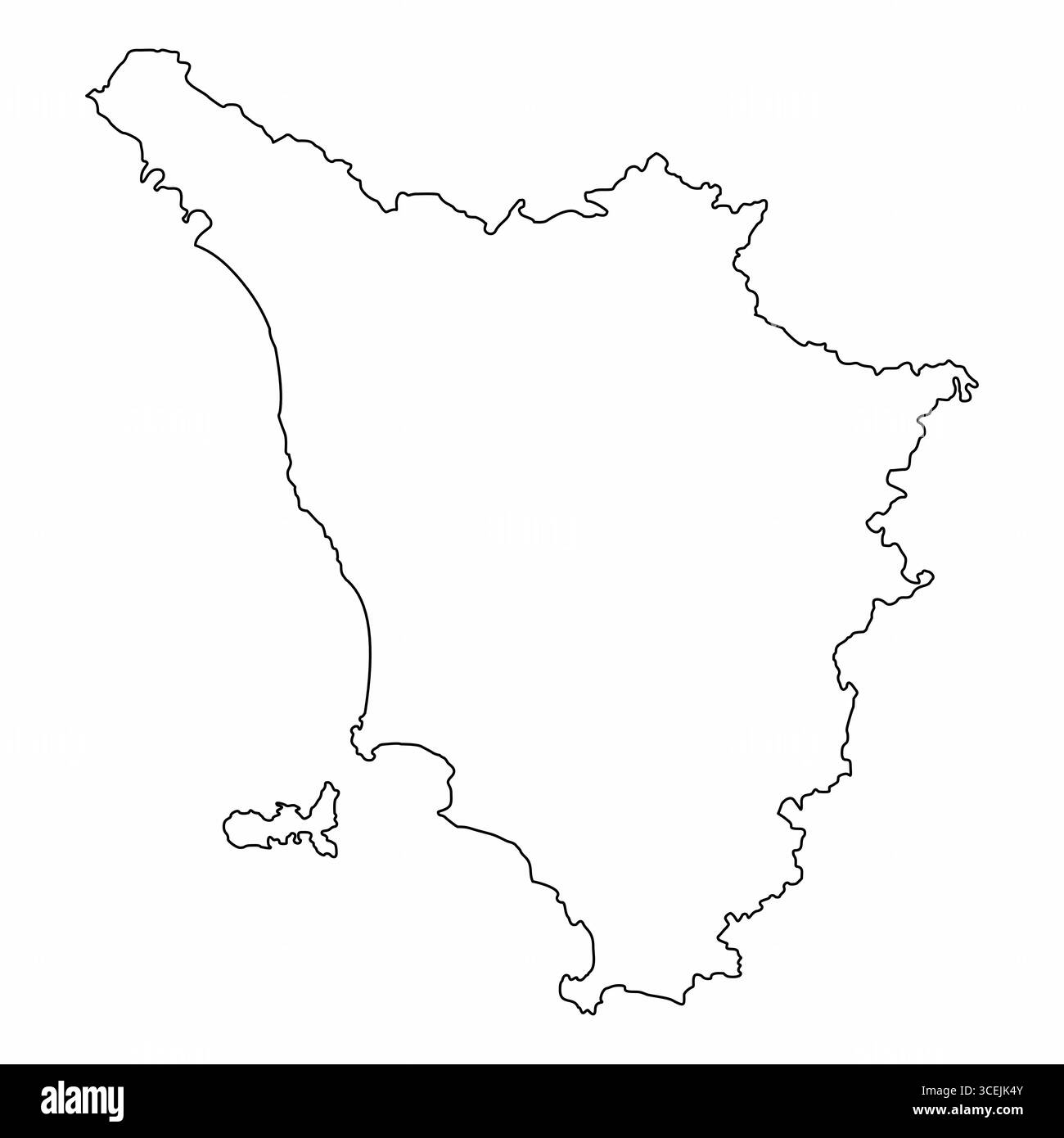 Mappa di contorno della Toscana isolata su sfondo bianco, Italia Illustrazione Vettoriale